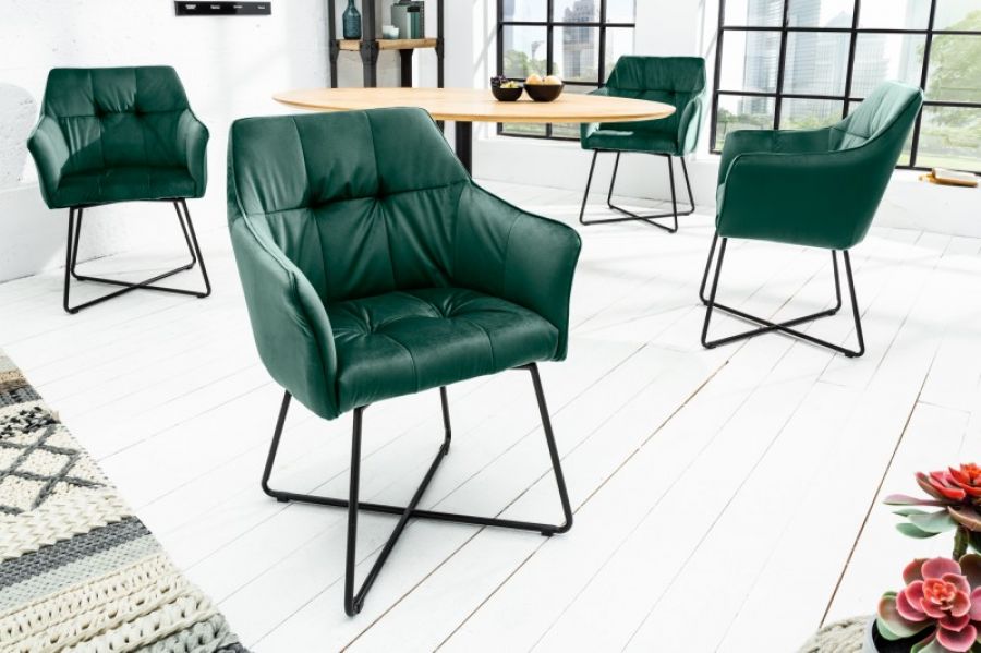 Krzesło Loft Samt zieleń butelkowa  - Invicta Interior