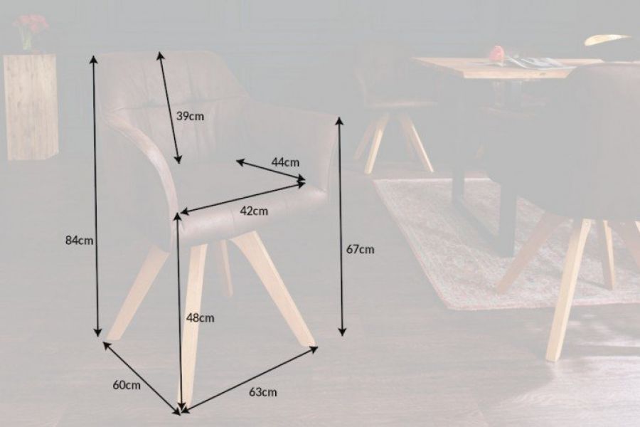 Krzesło Loft z podłokietnikami brązowy antyczny  - Invicta Interior