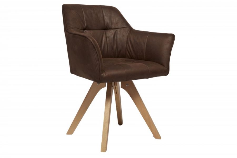 Krzesło Loft z podłokietnikami brązowy antyczny  - Invicta Interior