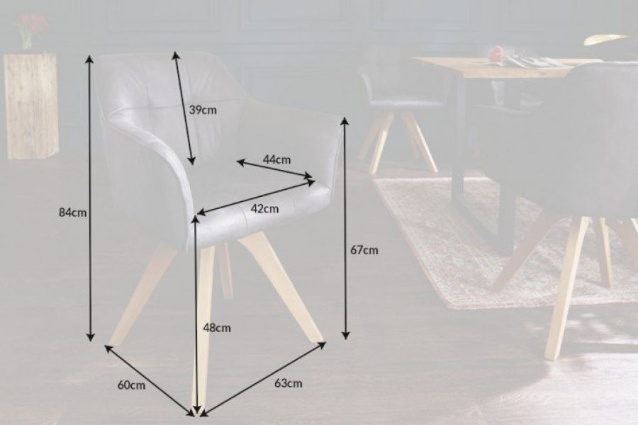 Krzesło Loft z podłokietnikami szary antyczny - Invicta Interior