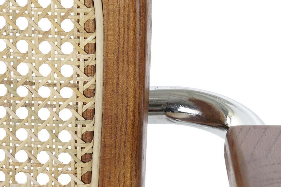 Krzesło metalowe z podłokietnikami Icon z plecionką wiedeńską brązowe