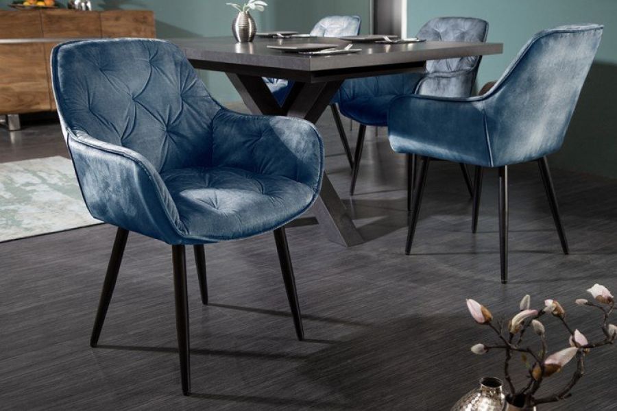 Krzesło Milano aksamitne niebieskie - Invicta Interior