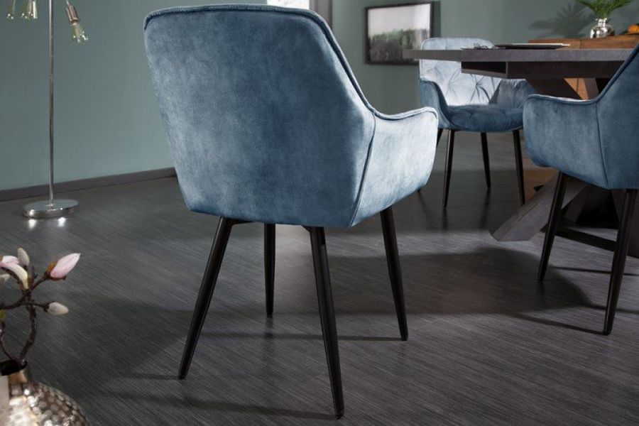 Krzesło Milano aksamitne niebieskie - Invicta Interior