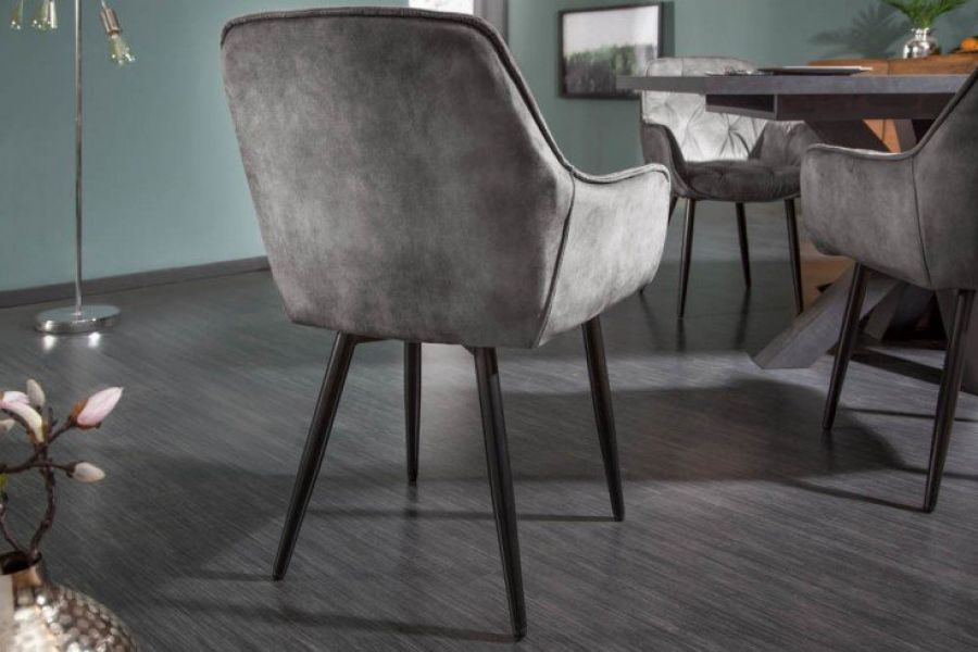 Krzesło Milano aksamitne szare  - Invicta Interior