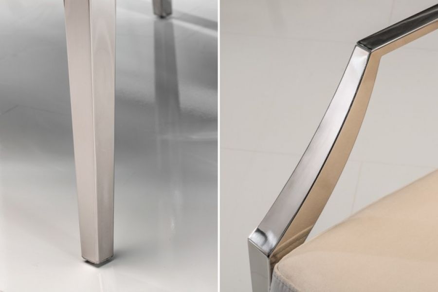 Krzesło Modern Barock Armchair aksamitne beżowe - Invicta Interior