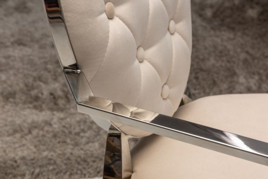 Krzesło Modern Barock Armchair aksamitne beżowe - Invicta Interior