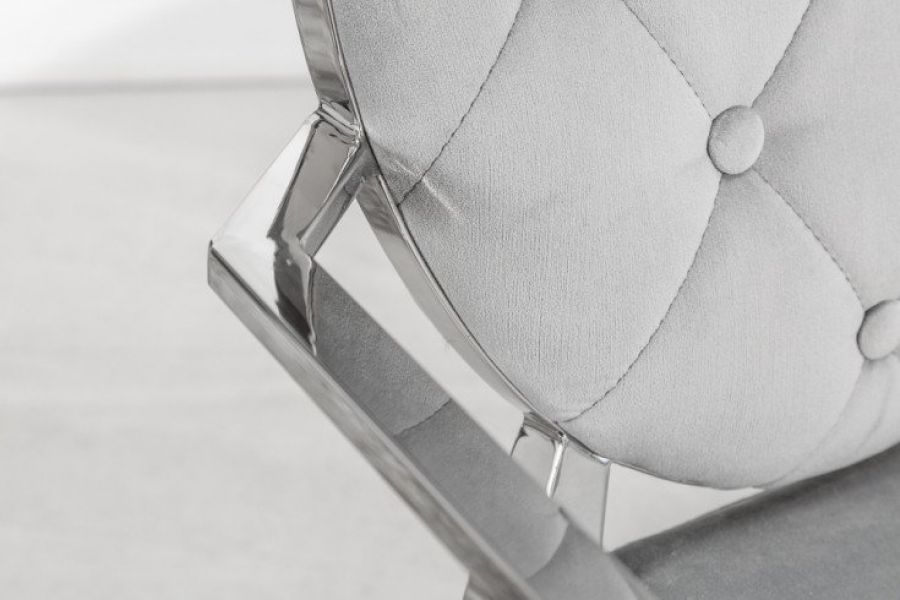 Krzesło Modern Barock Armchair aksamitne szare - Invicta Interior