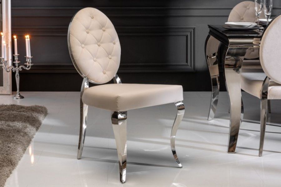 Krzesło Modern Barock Chair aksamitne beżowe - Invicta Interior