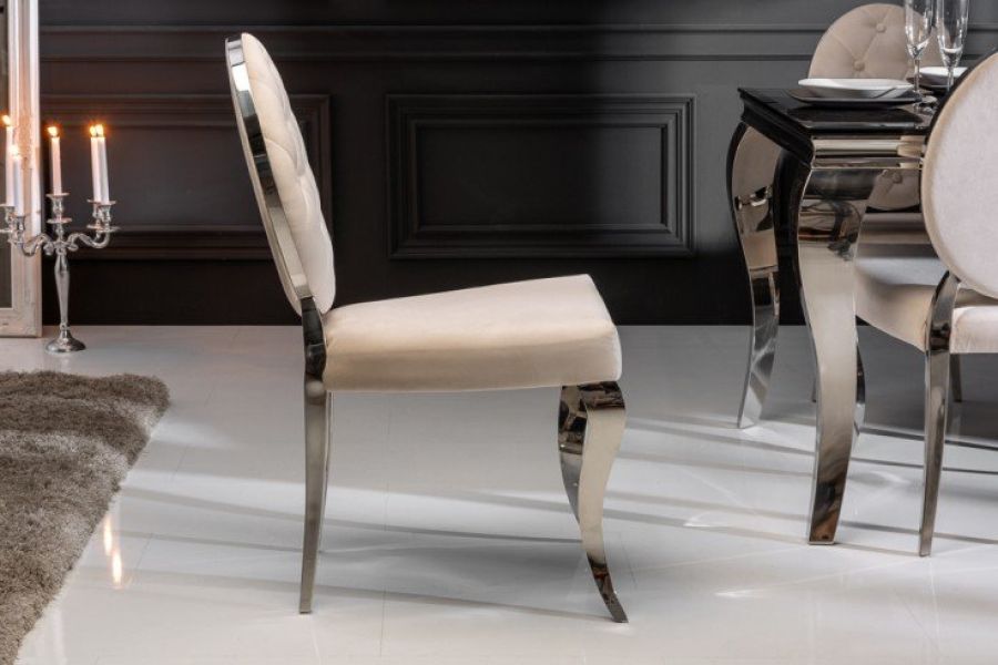 Krzesło Modern Barock Chair aksamitne beżowe - Invicta Interior