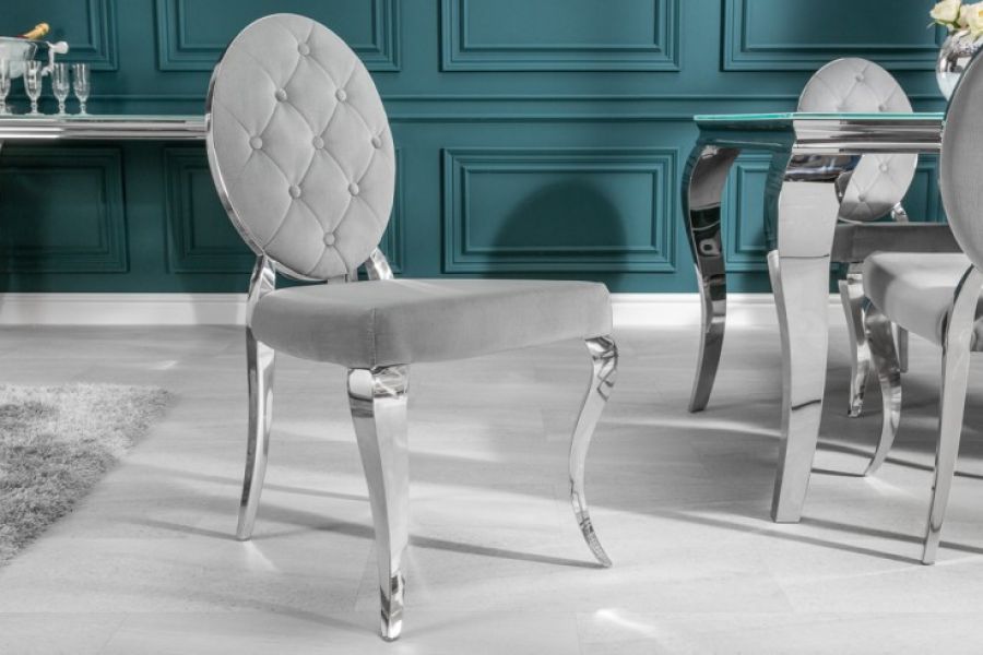 Krzesło Modern Barock Chair aksamitne szare - Invicta Interior