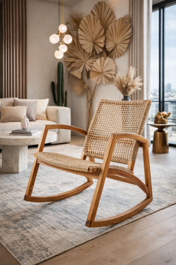 Krzesło Modern Classic rattanowe fotel bujany