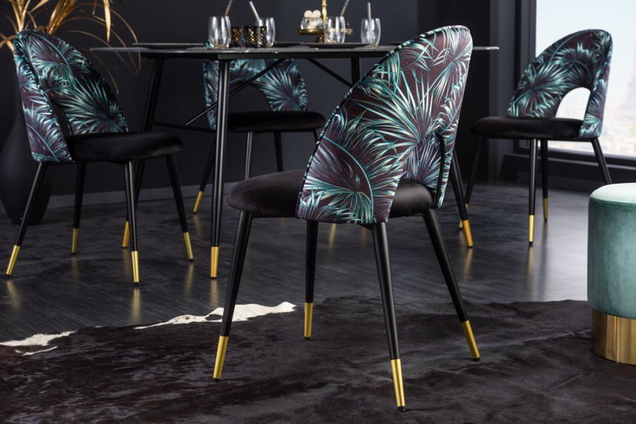 Krzesło Pret-A-Porter czarne w kwiaty - Invicta Interior