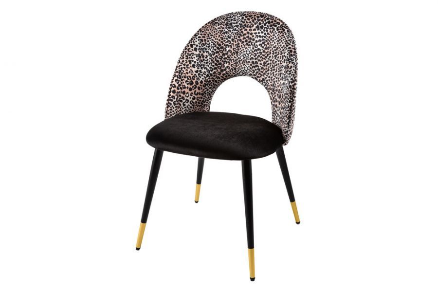 Krzesło Pret-A-Porter czarne z motywem lamparta - Invicta Interior