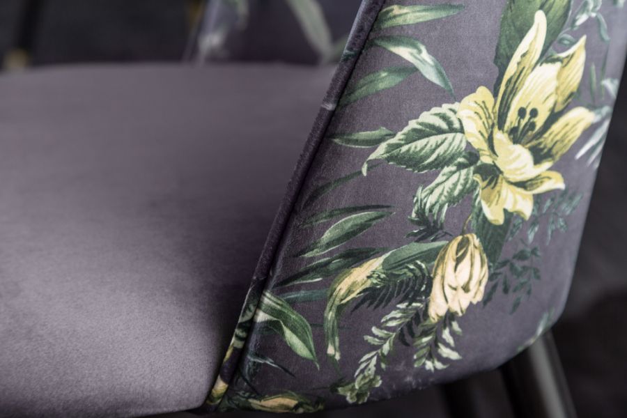 Krzesło Pret-A-Porter szare w kwiaty - Invicta Interior