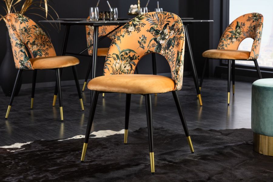 Krzesło Pret-A-Porter żółte w kwiaty - Invicta Interior