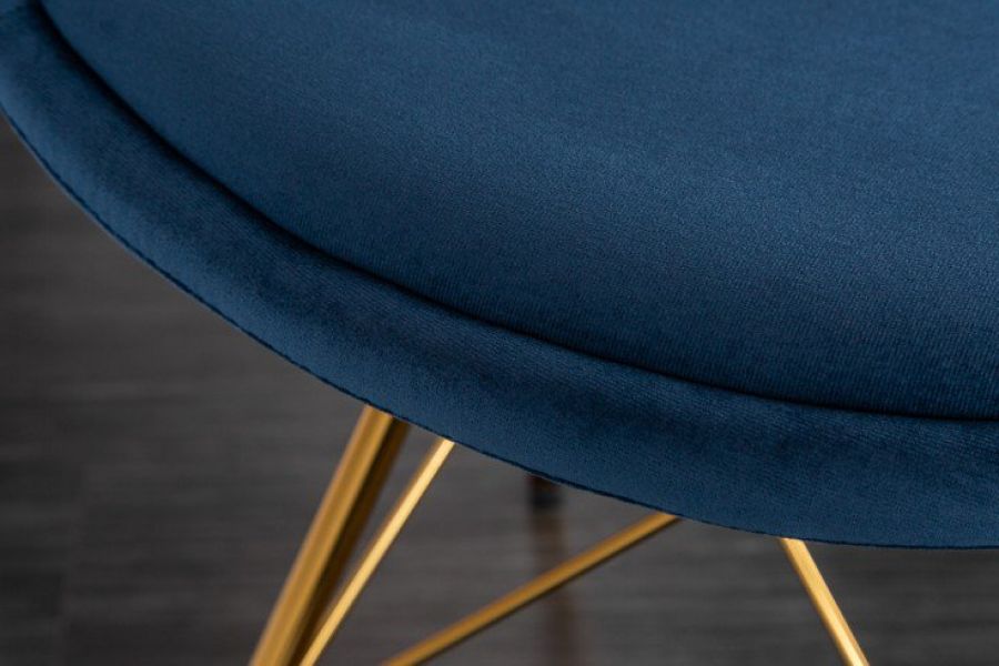 Krzesło Scandinavia Retro aksamitne niebieskie złote  - Invicta Interior