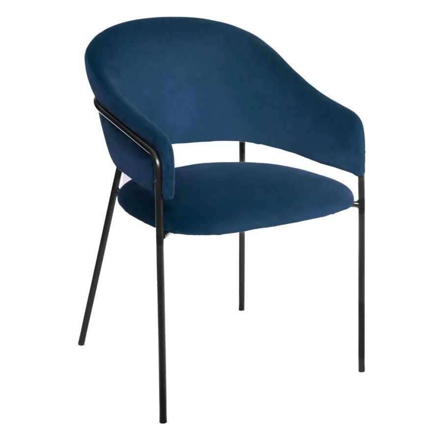 Krzesło Siron niebieskie aksamitne - Atmosphera