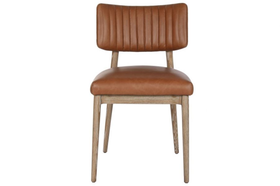 Krzesło skórzane drewniane Como Cognac