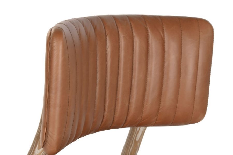 Krzesło skórzane drewniane Como Cognac