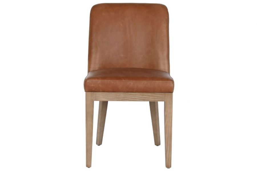 Krzesło skórzane drewniane Porto Cognac