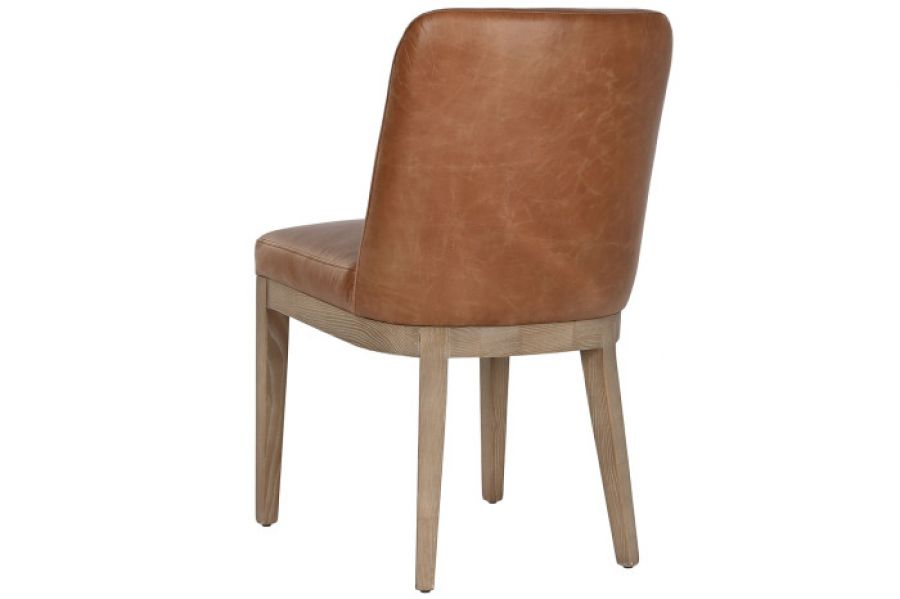 Krzesło skórzane drewniane Porto Cognac