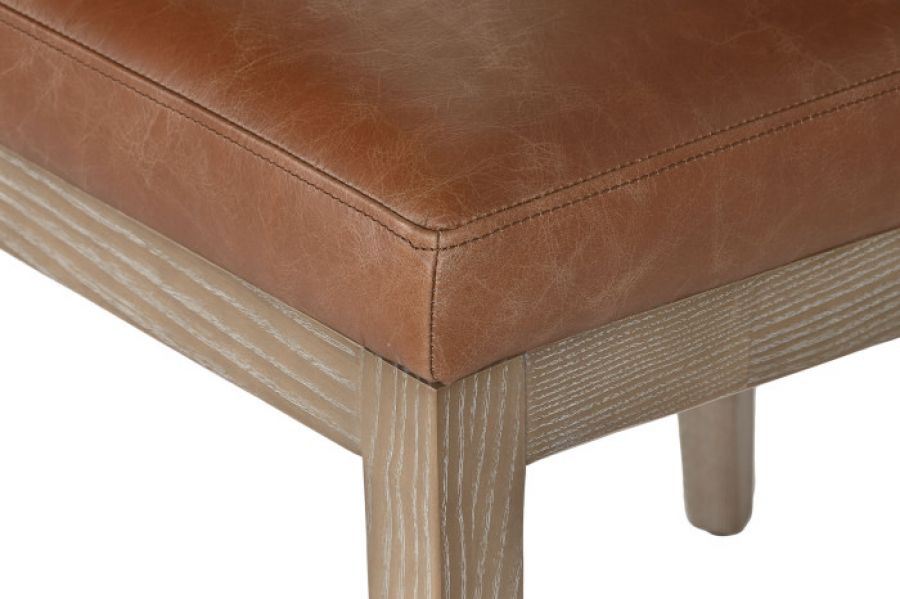 Krzesło skórzane drewniane Porto Cognac