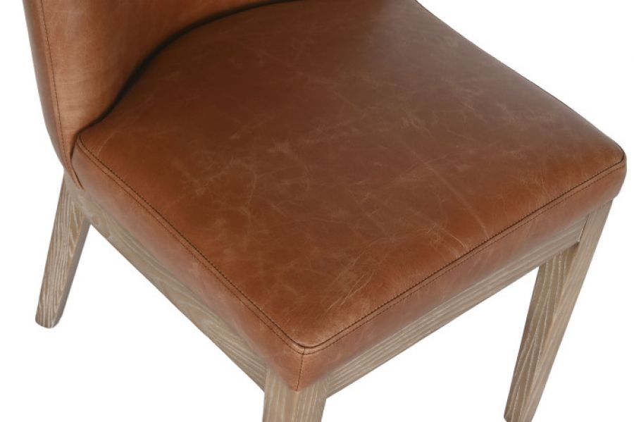 Krzesło skórzane drewniane Porto Cognac
