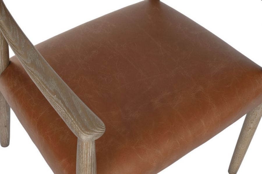 Krzesło skórzane drewniane Prado cognac