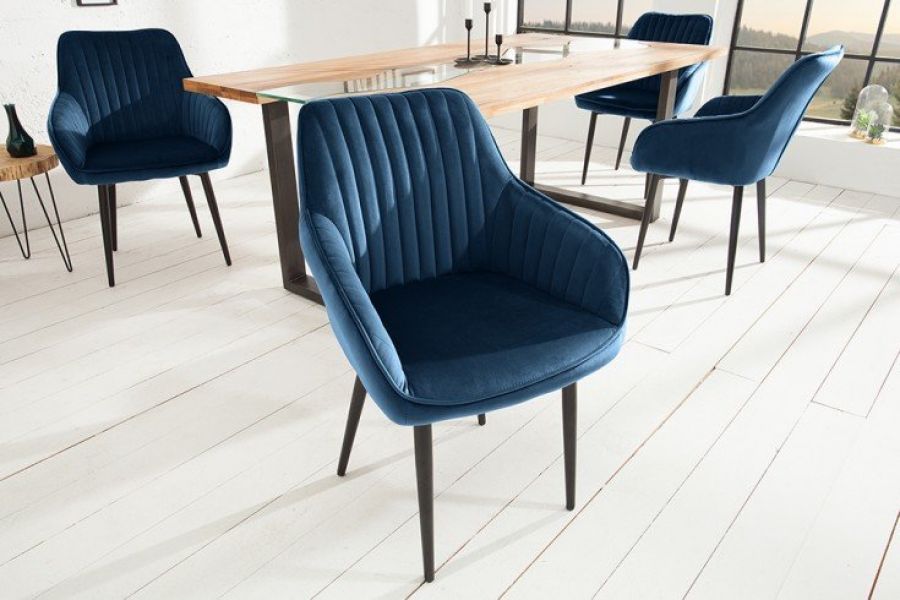 Krzesło Turin  aksamitne niebieskie - Invicta Interior