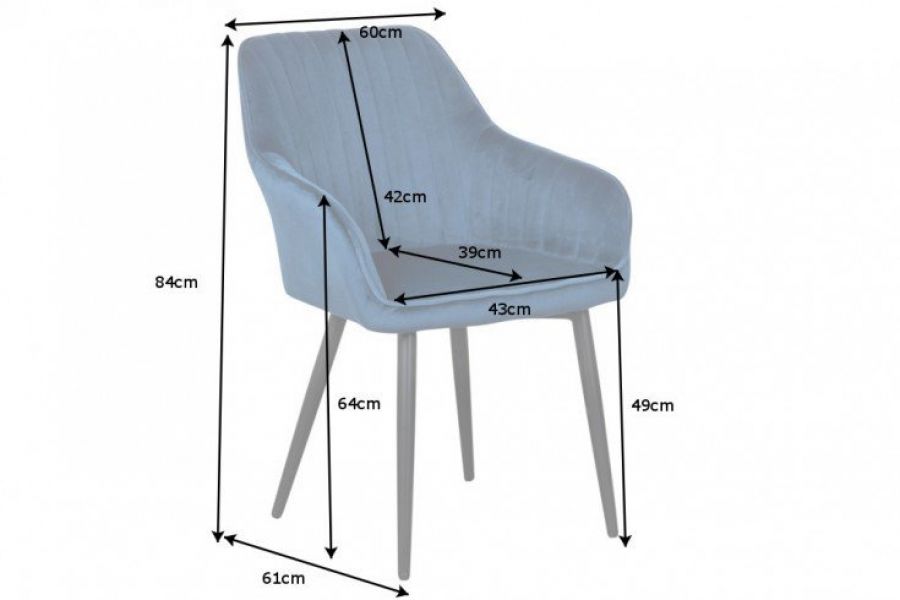 Krzesło Turin  aksamitne niebieskie - Invicta Interior