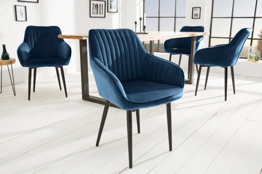 Krzesło Turin  aksamitne niebieskie - Invicta Interior