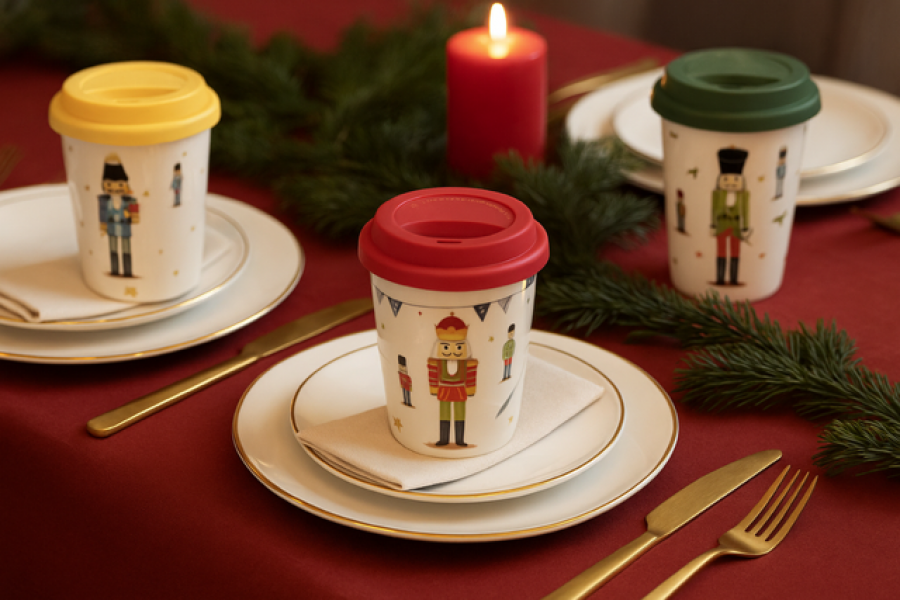 Kubek do kawy z przykrywką Dziadek do orzechów