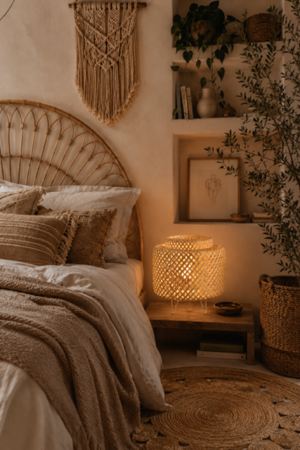Lampa bambusowa Boho stołowa natur