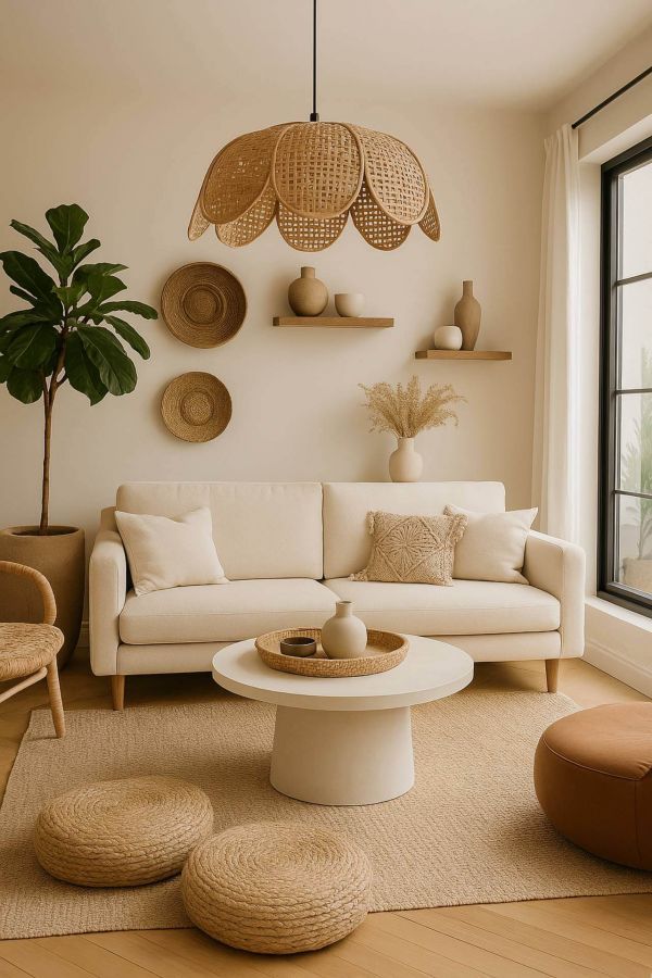 Lampa Boho Kwiat rattanowa - Item International