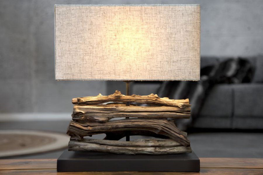 Lampa drewniana Perifere beżowa - Invicta Interior
