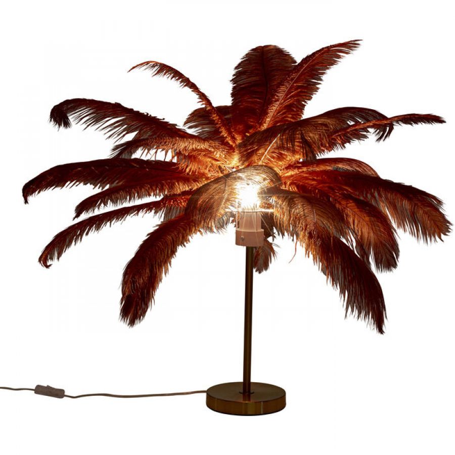 Lampa Feather Palm kolor rdzy stołowa 60 cm - Kare Design