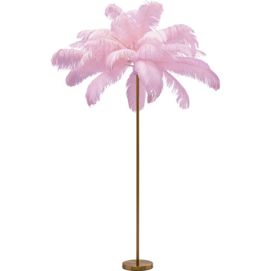 Lampa Feather Palm różowa podłogowa 165cm - Kare Design