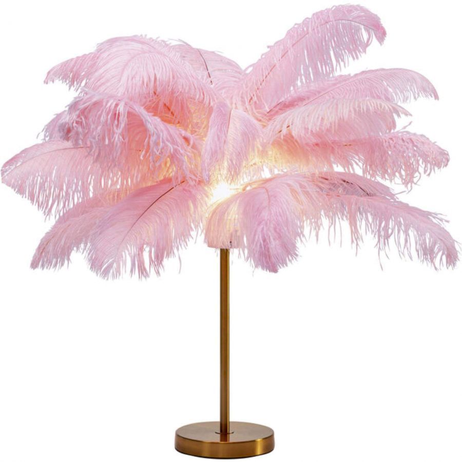 Lampa Feather Palm różowa stołowa 60cm - Kare Design