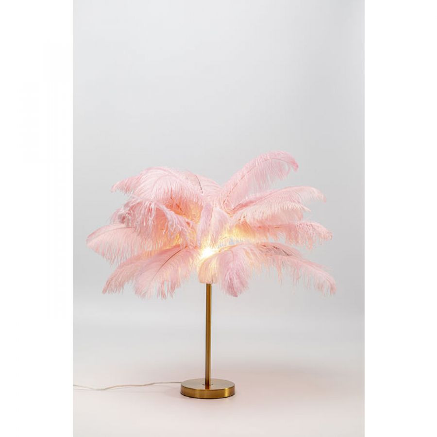 Lampa Feather Palm różowa stołowa 60cm - Kare Design