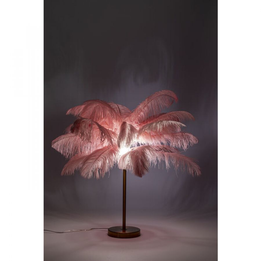 Lampa Feather Palm różowa stołowa 60cm - Kare Design