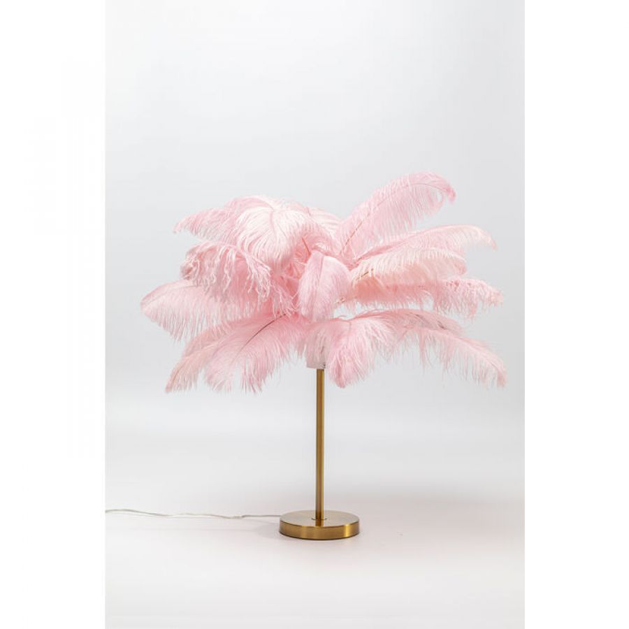 Lampa Feather Palm różowa stołowa 60cm - Kare Design