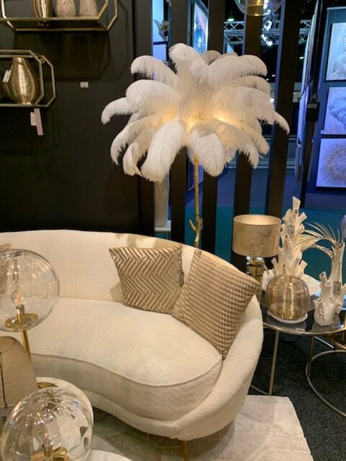 Lampa Feather pióra biała podłogowa 180 cm - Light & Living