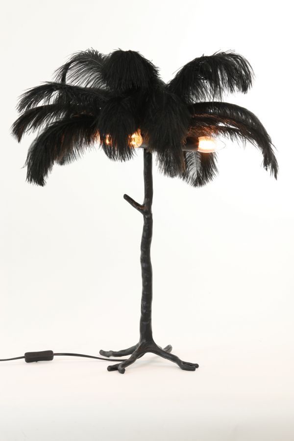 Lampa Feather pióra czarna stołowa 68 cm