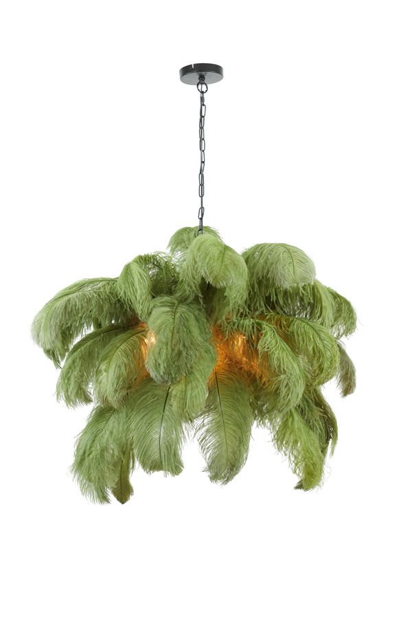 Lampa Feather pióra zielona sufitowa 80 cm