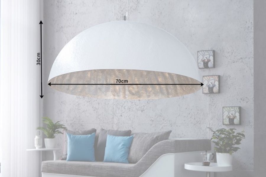 Lampa Glow biało-srebrna 70 cm  - Invicta Interior