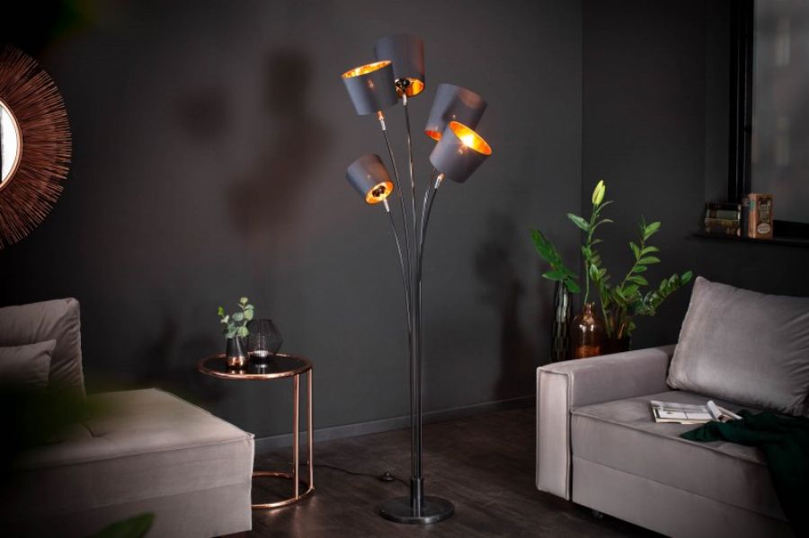 Lampa Levels podłogowa 176 cm czarno-złota  - Invicta Interior