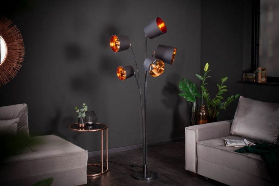 Lampa Levels podłogowa 176 cm czarno-złota  - Invicta Interior
