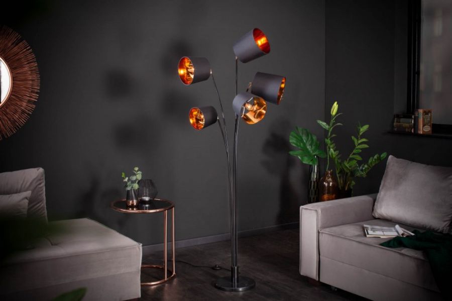 Lampa Levels podłogowa 176 cm czarno-złota  - Invicta Interior