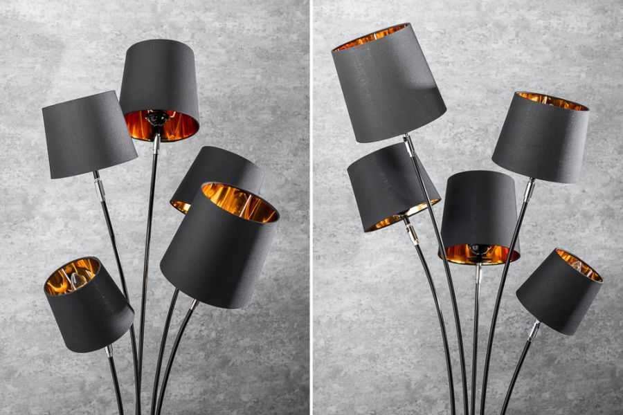 Lampa Levels podłogowa 176 cm czarno-złota  - Invicta Interior