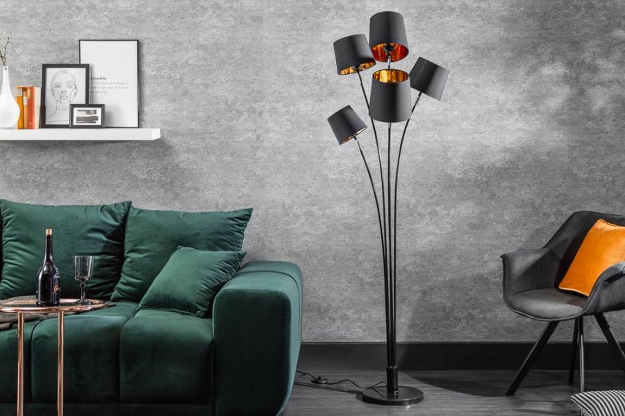 Lampa Levels podłogowa 178 cm czarno-złota  - Invicta Interior